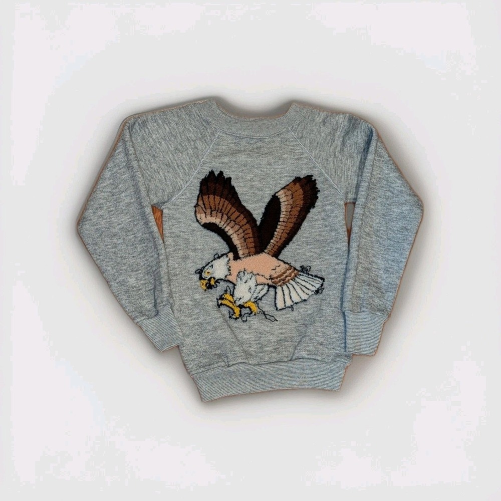 Vintage Steinwurtzel Bald Eagle Embroidered Sweatshirt USA Kids M 5-6 Americana